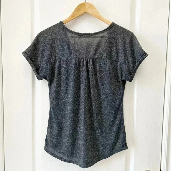 Ricki’s Linen Blend T-Shirt Loose Fit V Neck Short Sleeves Charcoal Grey Side XS - Picture 7 of 16